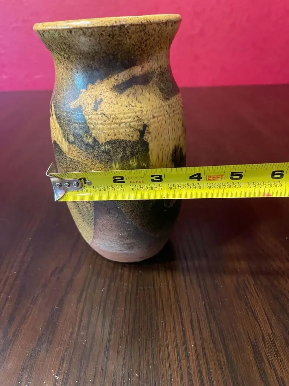Vintage Hand-Thrown Studio Pottery Vase with Earthy Drip Glaze, Signed K. Brumle